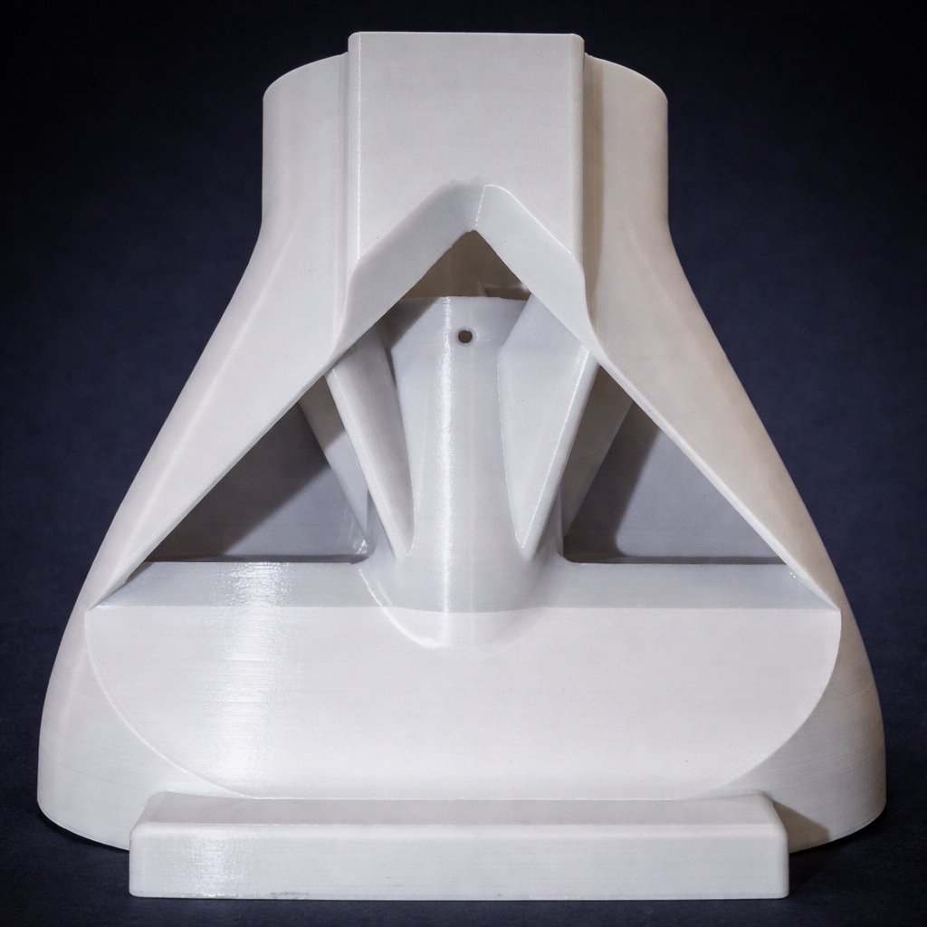 Lower intake view — bottom opening, separator, and sealing port