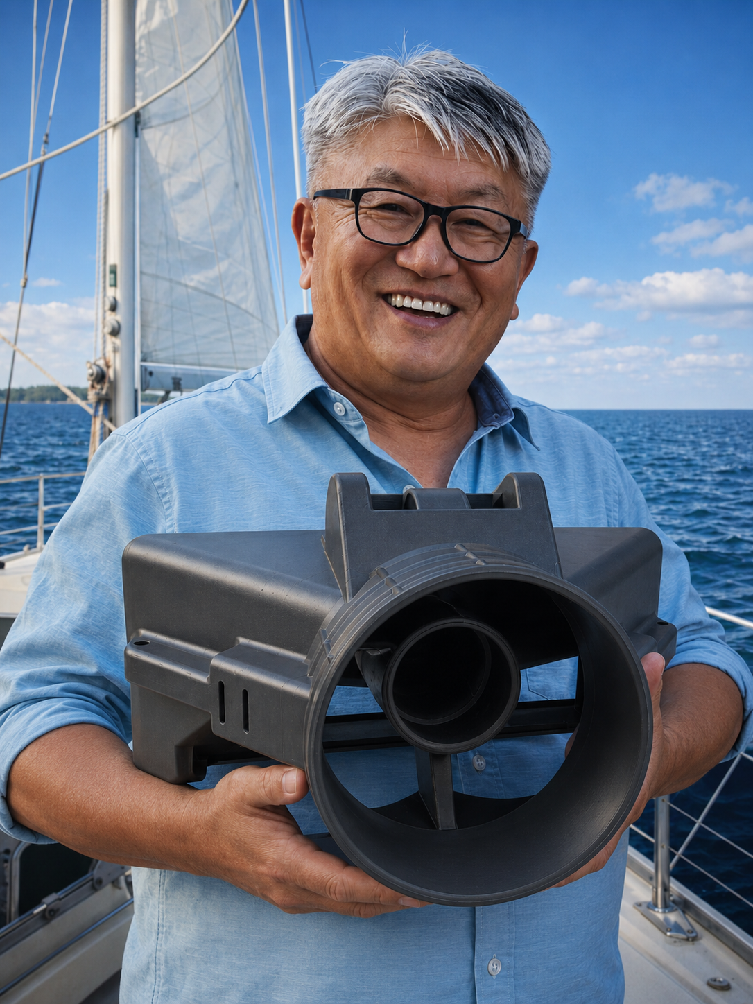 BOWREX founder holding the BOWREX Platform housing