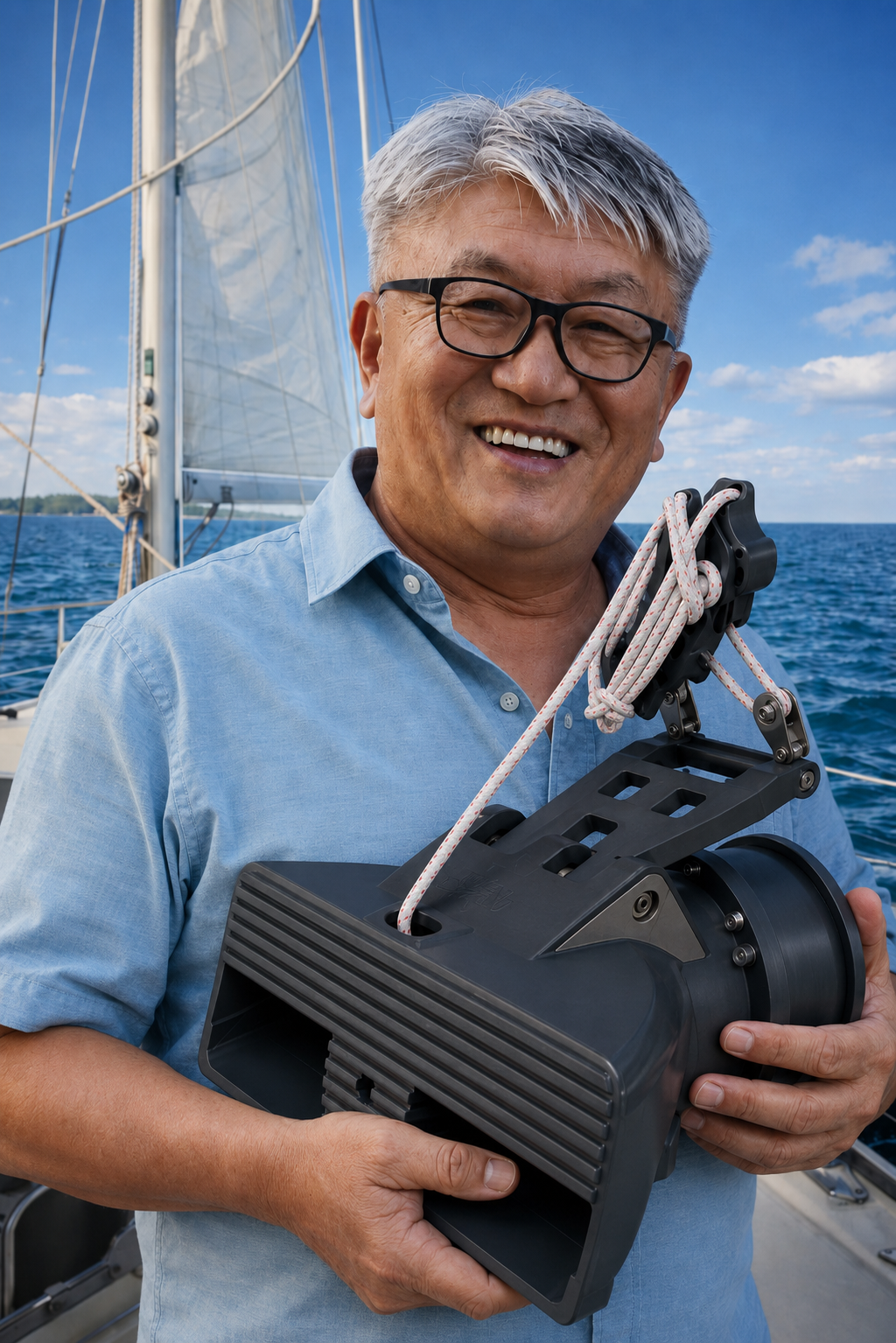 BOWREX Marine founder with BOWREX product