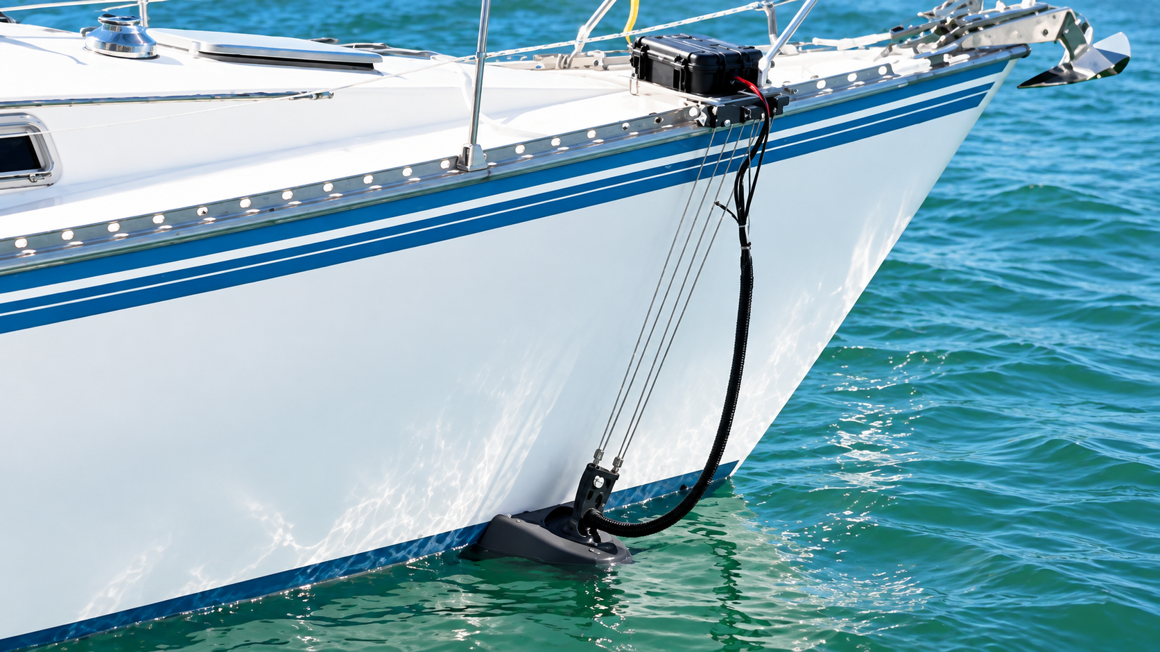 BOWREX 40 Hull Hold State showing the suction head attached to the boat hull